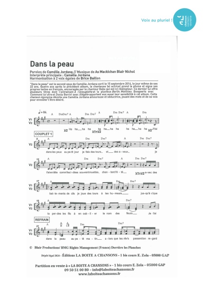 Dans la peau — 2 voix égales