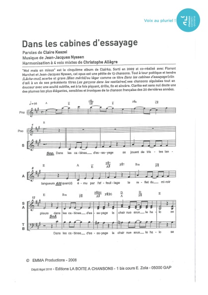 Dans les cabines d'essayage — 4 voix mixtes
