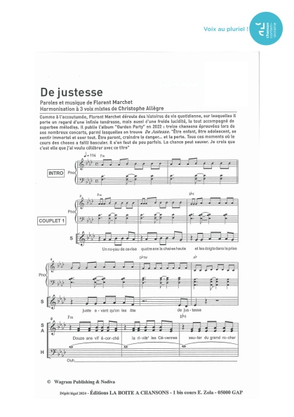 De justesse — 3 voix mixtes