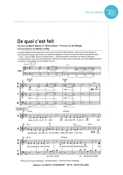 De quoi c'est fait — 4 voix mixtes