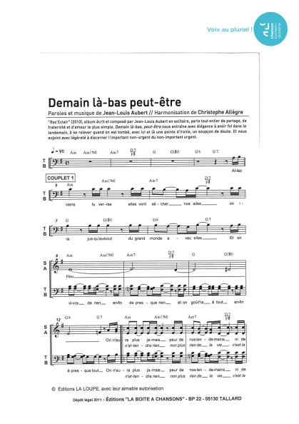 Demain là-bas peut-être — 4 voix mixtes