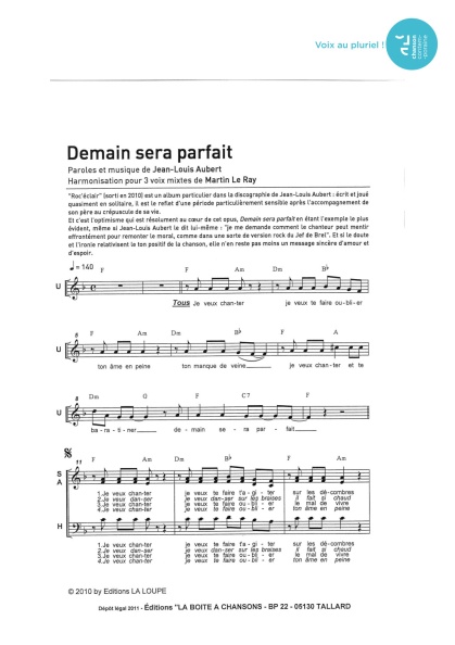 Demain sera parfait — 3 voix mixtes
