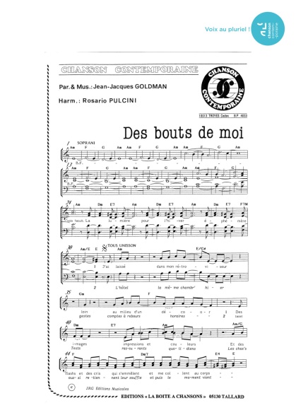Des bouts de moi — 4 voix mixtes