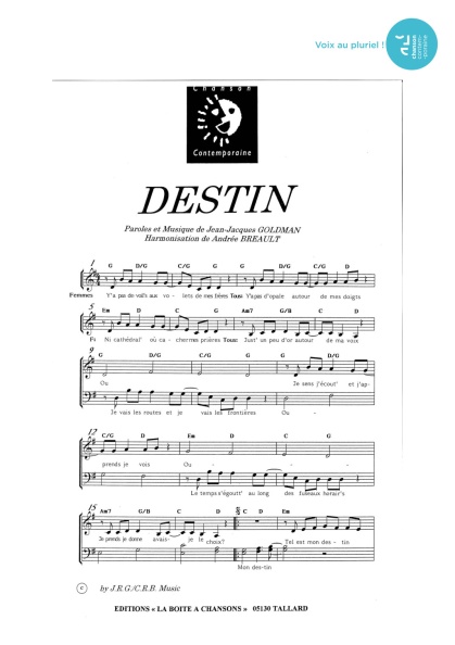 Destin — 4 voix mixtes