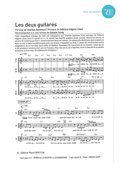 Deux guitares (les) — 4 voix mixtes