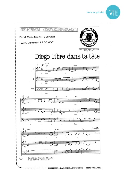 Diego libre dans sa tête — 4 voix mixtes