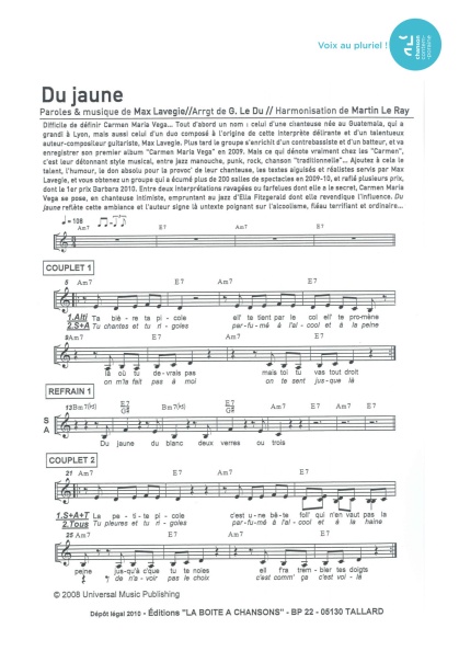 Du jaune — 4 voix mixtes