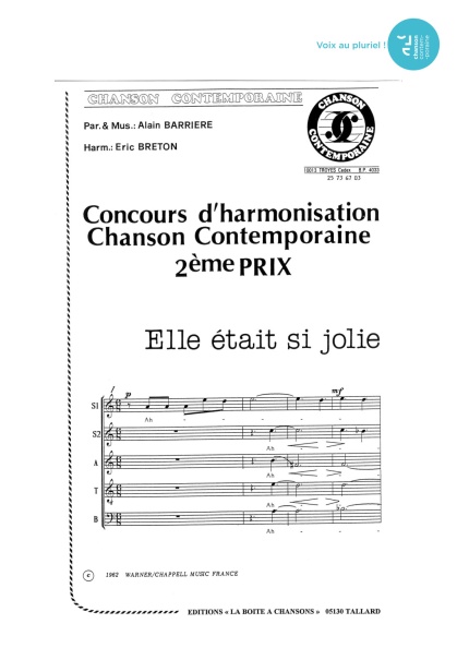 Elle était si jolie — 4 voix mixtes