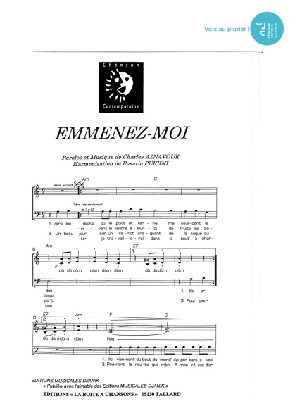 Emmenez-moi — 4 voix mixtes