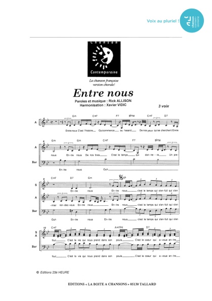 Entre nous — 4 voix mixtes