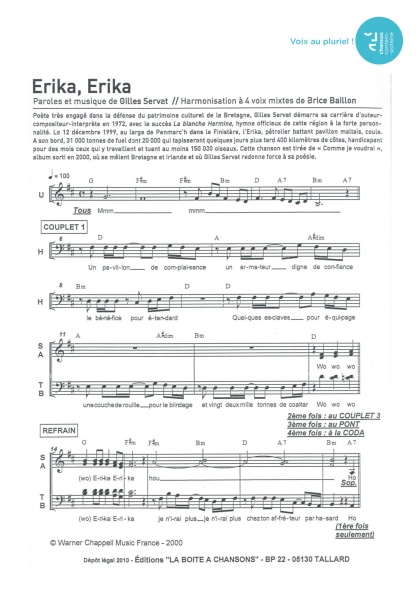 Erika. Erika — 4 voix mixtes