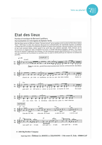 Etat des lieux — 2 voix égales