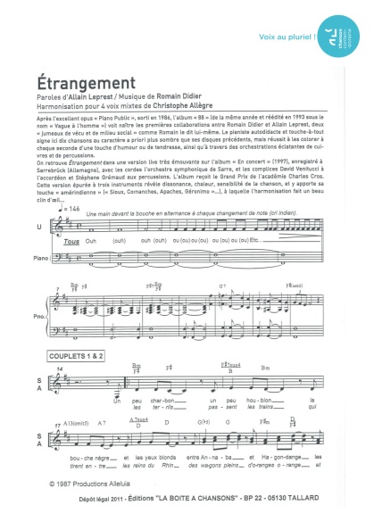 Étrangement — 4 voix mixtes