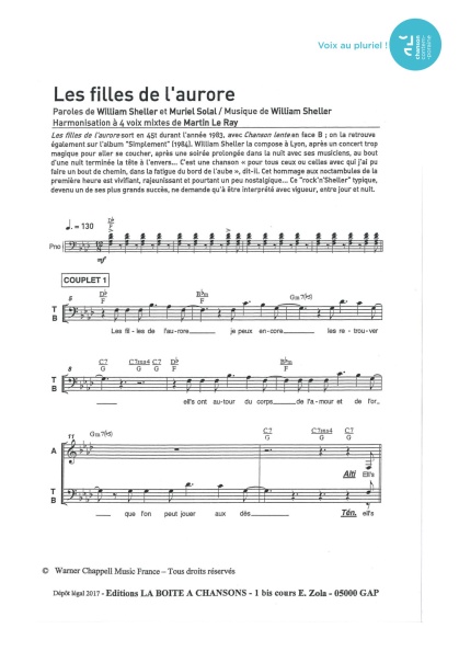 Filles de l'aurore (les) — 4 voix mixtes