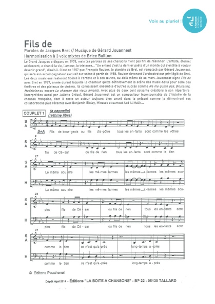 Fils de — 3 voix mixtes