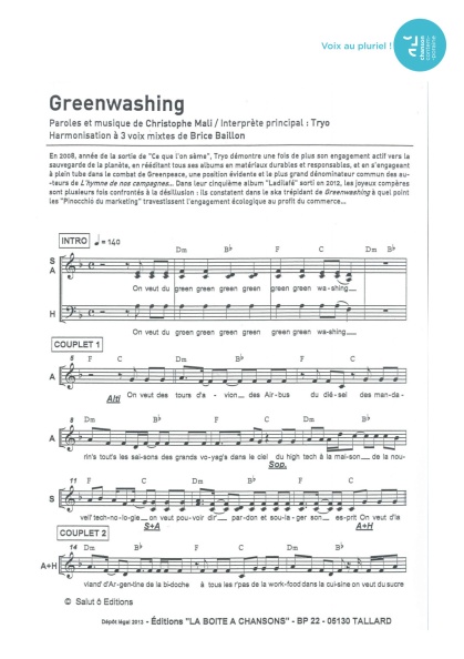 Greenwashing — 3 voix mixtes