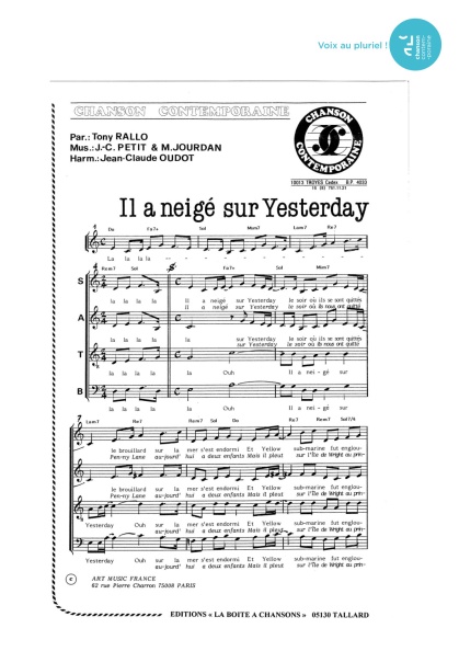 Il a neigé sur yesterday — 4 voix mixtes