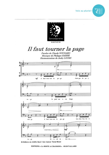 Il faut tourner la page — 4 voix mixtes