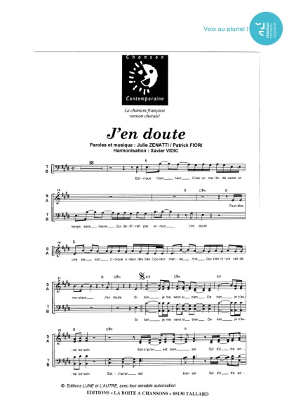 J'en doute — 4 voix mixtes