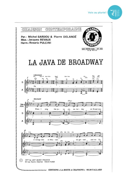 Java de Broadway (la) — 4 voix mixtes