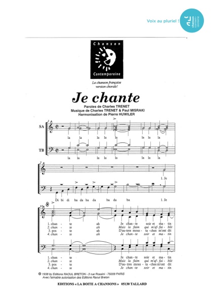 Je chante — 4 voix mixtes