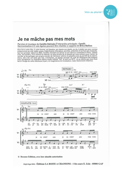 Je ne mâche pas mes mots — 2 voix égales
