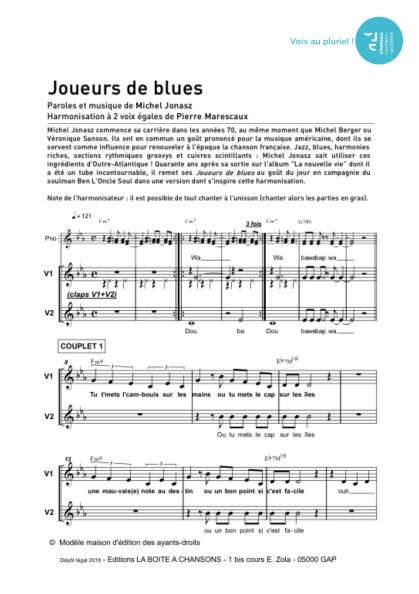 Joueurs de blues — 2 voix égales mixtes
