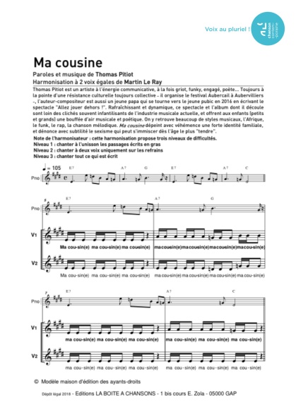 /partitions/Ma cousine (2ve)-(2019) ANNULE ET REMPLACE