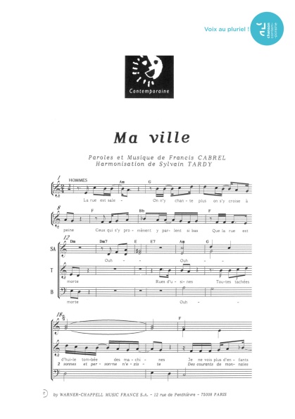 Ma ville — 4 voix mixtes