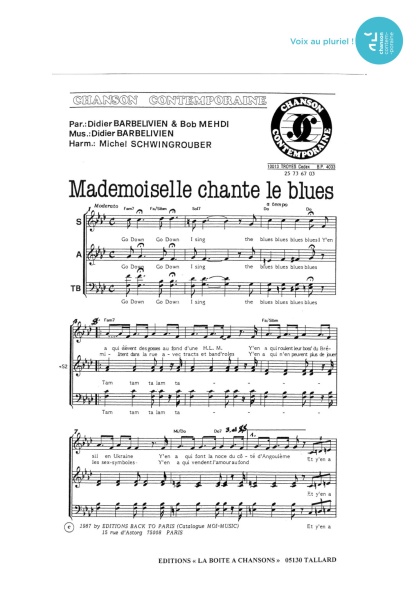 Mademoiselle chante le blues — 4 voix mixtes