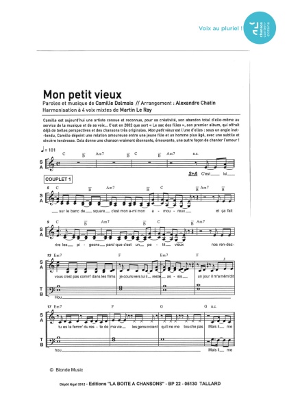 Mon petit vieux — 4 voix mixtes