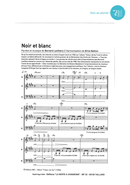 Noir et blanc — 4 voix mixtes
