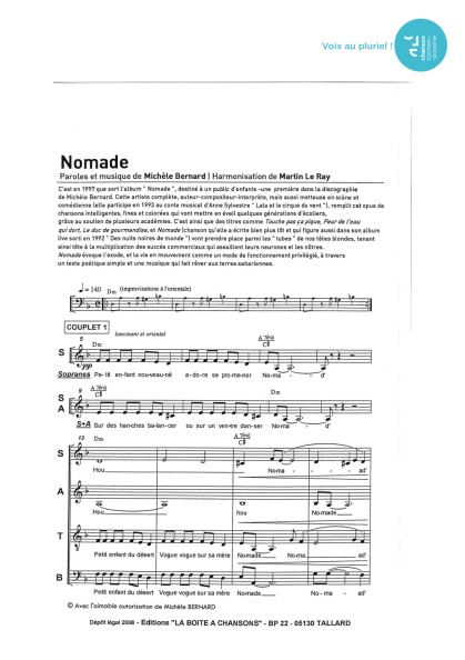 Nomade — 4 voix mixtes