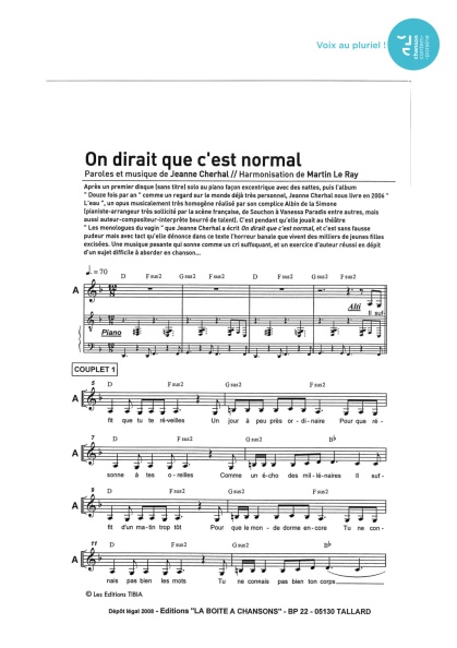 On dirait que c'est normal — 4 voix mixtes