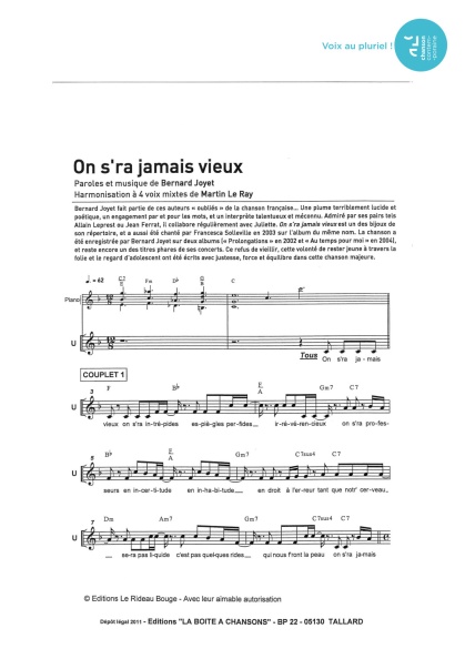 On s'ra jamais vieux — 4 voix mixtes