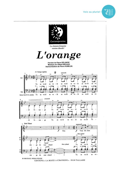 L'orange — 4 voix mixtes