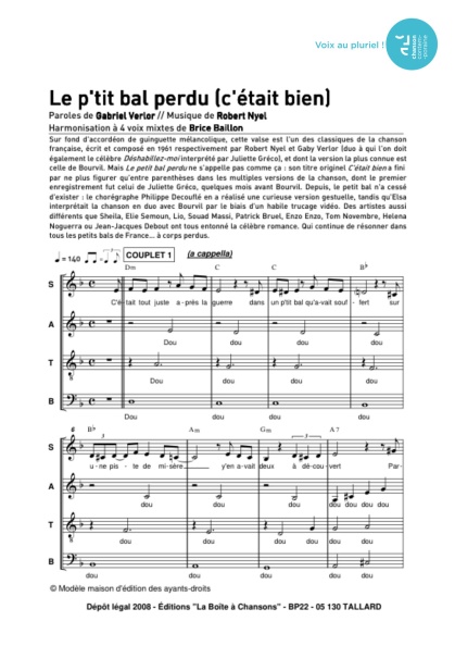 /partitions/P tit bal perdu (Le) (4vm)-(2016)