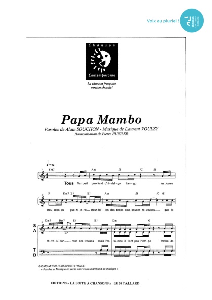Papa Mambo — 4 voix mixtes