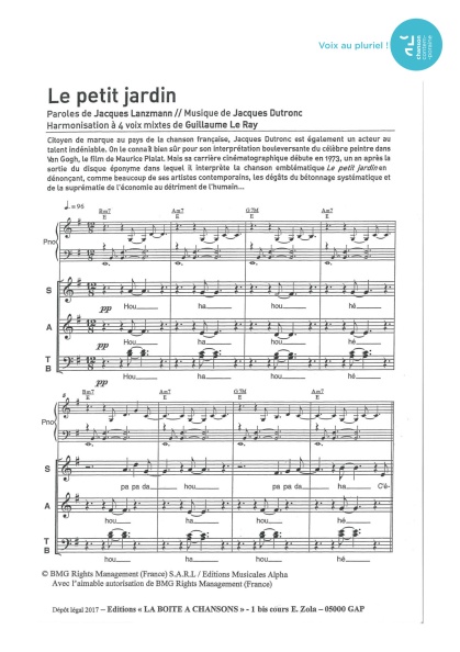Petit jardin (le) — 4 voix mixtes