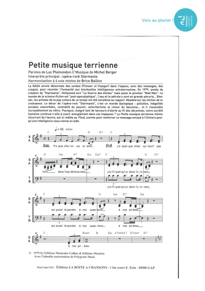 Petite musique terrienne — 4 voix mixtes