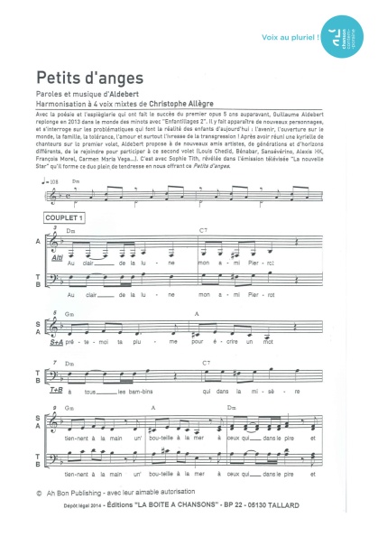 Petits d'anges — 4 voix mixtes