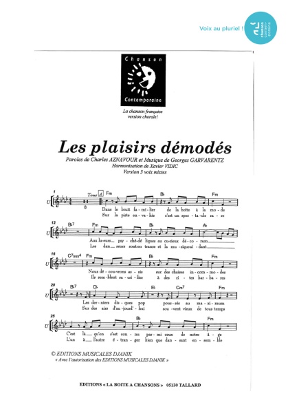 Plaisirs démodés (les) — 3 voix mixtes