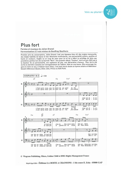Plus fort — 3 voix mixtes