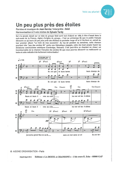 Plus près des étoiles — 3 voix mixtes