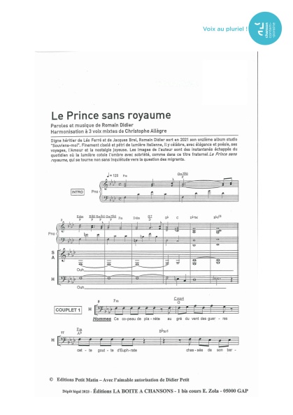 Prince sans royaume (le) — 3 voix mixtes