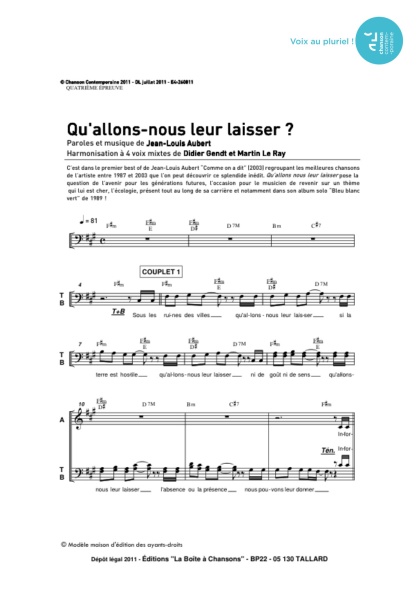 /partitions/Qu allons-nous leur laisser (4vm)-(2011)