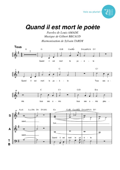 /partitions/Quand il est mort le poète (4vm)-(2000)