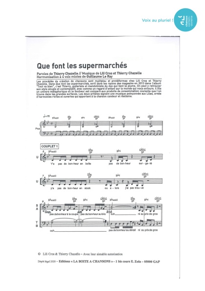 Que font les supermarchés — 4 voix mixtes