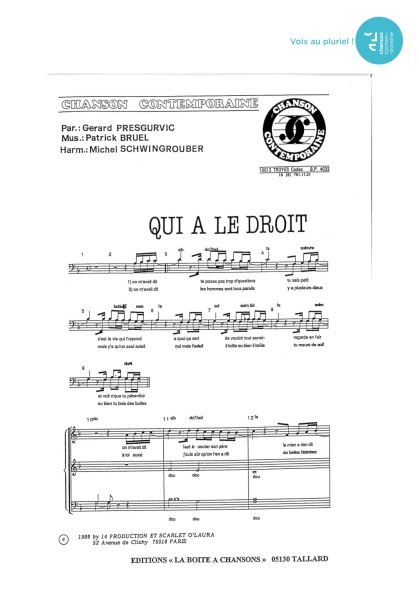 Qui a le droit — 4 voix mixtes