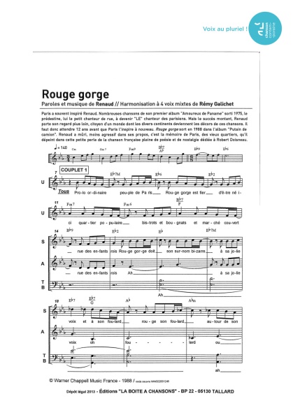 Rouge-gorge — 4 voix mixtes